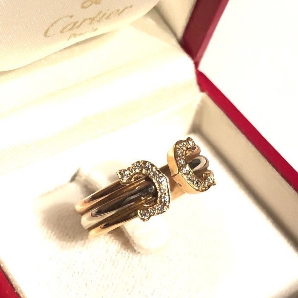 CARTIER 2C Vintage 18K 750 Gold Diamond Ring